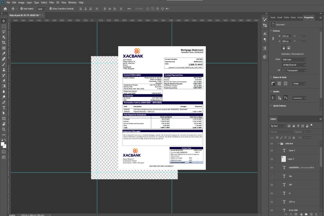 Modèle Word et PDF de relevé hypothécaire de XacBank en Mongolie template